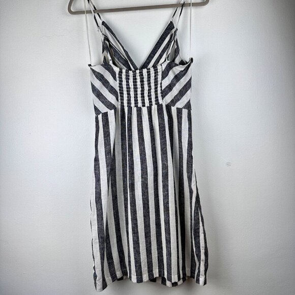 NWT Infinity Raine Love Tree Linen Button Up Stripe V Neck Dress, Size M - Picture 2 of 14